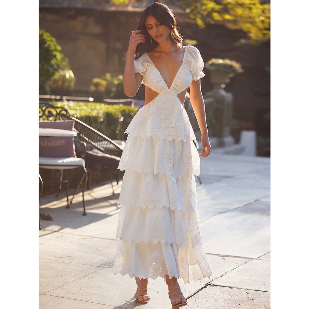 Bond 73 Cotton Lace Maxi Dress | Size: S | White